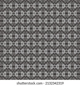 Repeated monochrome design, richly decorated with geometric and floral elements. Damask textile pattern.