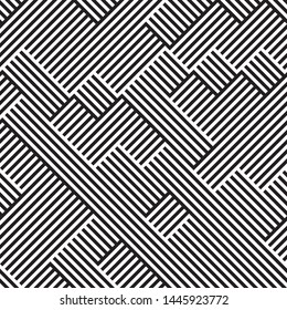 Repeated monochrome pattern. Vector seamless pattern. Modern stylish texture. Monochrome geometric pattern with squares. Ratio between foreground and background (black and white stripes) is 50%:50%.