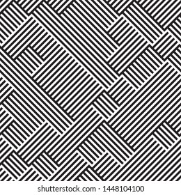 Repeated monochrome pattern. Vector seamless pattern. Modern stylish texture. Monochrome geometric pattern with squares. Ratio between foreground and background (black and white stripes) is 50%:50%.