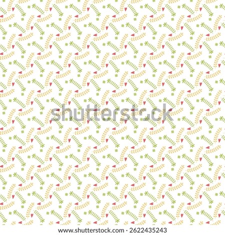A repeated nature-inspired design featuring vibrant orange, green, and red organic leaves on a light backdrop, perfect for creative projects, textile prints, and decorative purposes.