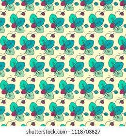 Repeated ornament with strawberries and leaves. Eps 10 vector.