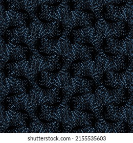 Repeated ornamental design with meanders and interlocking elements. Elegant pattern in blue and black. Abstract vector.