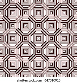 Repeated outline squares abstract background. Minimalist seamless surface pattern with geometric ornament. Simple modern print. Checkered wallpaper. Vector art