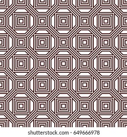 Repeated outline squares abstract background. Minimalist seamless surface pattern with geometric ornament. Simple modern print. Checkered wallpaper. Vector art