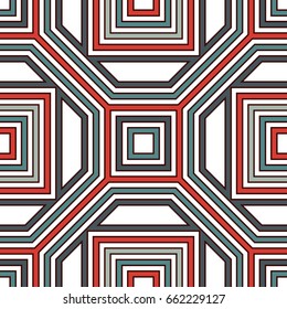 Repeated outline squares abstract background. Minimalist seamless surface pattern with geometric ornament. Simple modern print. Checkered wallpaper. Vector art