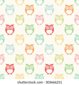 repeated owls cartoon simple pattern wallpaper