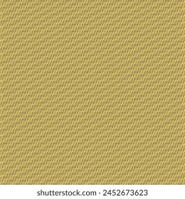 Patrón repetido hecho de líneas cortas inclinadas y Pequeños Elementos geométricos. Tejido dorado con rayas diagonales y algunas costuras con hilo marrón. Textura de tapicería. Abstractas Vector.