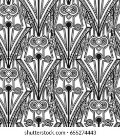 Repeated pattern. Seamless texture with beautiful old openwork pen. It can be used as wallpaper, upholstery, wrapping, cover or your design.