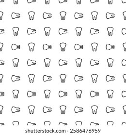 Repeated pattern of simple tooth illustrations on a white background suitable for medical or educational purposes