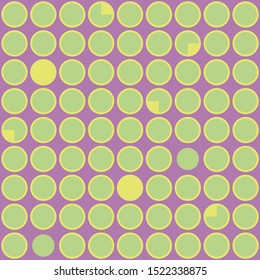 Repeated pattern with yellow an green circles on te violet background