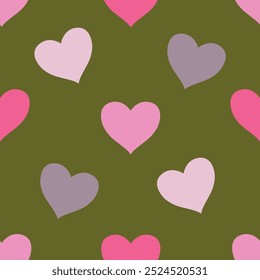 Repeated pink hearts. Cute romantic seamless pattern. Endless print. Vector illustration