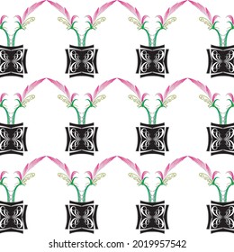 patrón floral de la tribu rosa repetida en blanco para tela, textura y cerámica