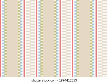 Repeated pink zip lines on white background. Seamless vertical striped surface pattern. Stripes abstract wallpaper. Heraldry motif. Geometric vector pattern in retro style