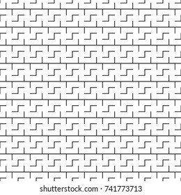 Repeated puzzle figures background. Seamless surface pattern design with mosaic ornament. Ethnic embroidery motif. Grid wallpaper. Digital paper for page fills, web designing, textile print. Vector.