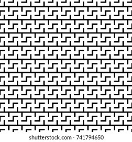 Repeated puzzle figures background. Seamless surface pattern design with mosaic ornament. Ethnic embroidery motif. Grid wallpaper. Digital paper for page fills, web designing, textile print. Vector.