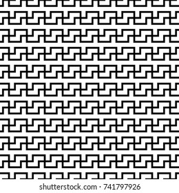 Repeated puzzle figures background. Seamless surface pattern design with mosaic ornament. Ethnic embroidery motif. Grid wallpaper. Digital paper for page fills, web designing, textile print. Vector.