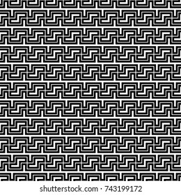 Repeated puzzle figures background. Seamless surface pattern design with mosaic ornament. Ethnic embroidery motif. Grid wallpaper. Digital paper for page fills, web designing, textile print. Vector.