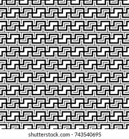 Repeated puzzle figures background. Seamless surface pattern design with mosaic ornament. Ethnic embroidery motif. Grid wallpaper. Digital paper for page fills, web designing, textile print. Vector.