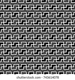 Repeated puzzle figures background. Seamless surface pattern design with mosaic ornament. Ethnic embroidery motif. Grid wallpaper. Digital paper for page fills, web designing, textile print. Vector.