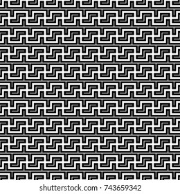 Repeated puzzle figures background. Seamless surface pattern design with mosaic ornament. Ethnic embroidery motif. Grid wallpaper. Digital paper for page fills, web designing, textile print. Vector.