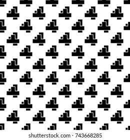 Repeated puzzle figures background. Seamless surface pattern design with mosaic ornament. Ethnic embroidery motif. Grid wallpaper. Digital paper for page fills, web designing, textile print. Vector.