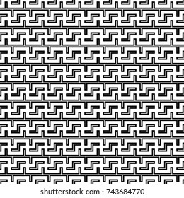 Repeated puzzle figures background. Seamless surface pattern design with mosaic ornament. Ethnic embroidery motif. Grid wallpaper. Digital paper for page fills, web designing, textile print. Vector.