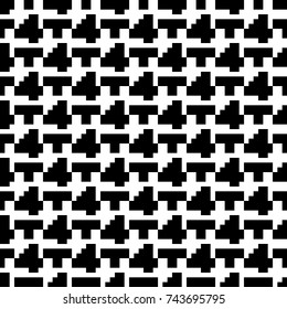 Repeated puzzle figures background. Seamless surface pattern design with mosaic ornament. Ethnic embroidery motif. Grid wallpaper. Digital paper for page fills, web designing, textile print. Vector.