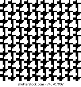 Repeated puzzle figures background. Seamless surface pattern design with mosaic ornament. Ethnic embroidery motif. Grid wallpaper. Digital paper for page fills, web designing, textile print. Vector.