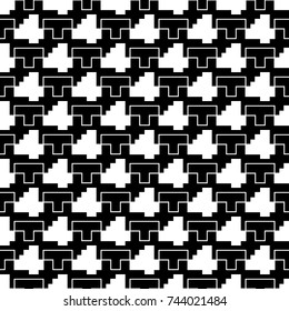 Repeated puzzle figures background. Seamless surface pattern design with mosaic ornament. Ethnic embroidery motif. Grid wallpaper. Digital paper for page fills, web designing, textile print. Vector.
