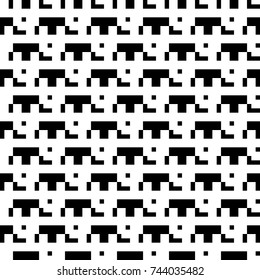 Repeated puzzle figures background. Seamless surface pattern design with mosaic ornament. Ethnic embroidery motif. Grid wallpaper. Digital paper for page fills, web designing, textile print. Vector.