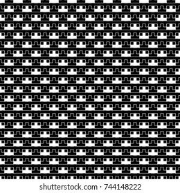 Repeated puzzle figures background. Seamless surface pattern design with mosaic ornament. Ethnic embroidery motif. Grid wallpaper. Digital paper for page fills, web designing, textile print. Vector.