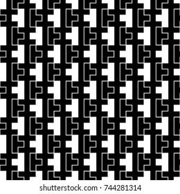 Repeated puzzle figures background. Seamless surface pattern design with mosaic ornament. Ethnic embroidery motif. Grid wallpaper. Digital paper for page fills, web designing, textile print. Vector.