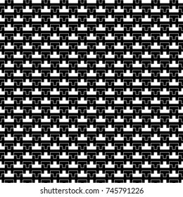 Repeated puzzle figures background. Seamless surface pattern design with mosaic ornament. Ethnic embroidery motif. Grid wallpaper. Digital paper for page fills, web designing, textile print. Vector.