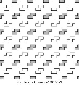 Repeated puzzle figures background. Seamless surface pattern design with mosaic ornament. Ethnic embroidery motif. Grid wallpaper. Digital paper for page fills, web designing, textile print. Vector.