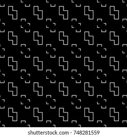 Repeated puzzle figures background. Seamless surface pattern design with mosaic ornament. Ethnic embroidery motif. Grid wallpaper. Digital paper for page fills, web designing, textile print. Vector.