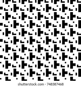 Repeated puzzle figures background. Seamless surface pattern design with mosaic ornament. Ethnic embroidery motif. Grid wallpaper. Digital paper for page fills, web designing, textile print. Vector.