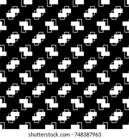 Repeated puzzle figures background. Seamless surface pattern design with mosaic ornament. Ethnic embroidery motif. Grid wallpaper. Digital paper for page fills, web designing, textile print. Vector.
