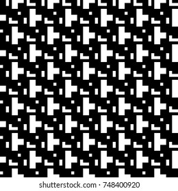 Repeated puzzle figures background. Seamless surface pattern design with mosaic ornament. Ethnic embroidery motif. Grid wallpaper. Digital paper for page fills, web designing, textile print. Vector.