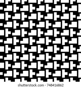 Repeated puzzle figures background. Seamless surface pattern design with mosaic ornament. Ethnic embroidery motif. Grid wallpaper. Digital paper for page fills, web designing, textile print. Vector.