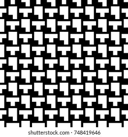 Repeated puzzle figures background. Seamless surface pattern design with mosaic ornament. Ethnic embroidery motif. Grid wallpaper. Digital paper for page fills, web designing, textile print. Vector.