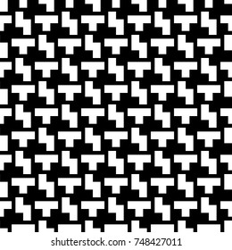 Repeated puzzle figures background. Seamless surface pattern design with mosaic ornament. Ethnic embroidery motif. Grid wallpaper. Digital paper for page fills, web designing, textile print. Vector.