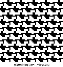 Repeated puzzle figures background. Seamless surface pattern design with mosaic ornament. Ethnic embroidery motif. Grid wallpaper. Digital paper for page fills, web designing, textile print. Vector.
