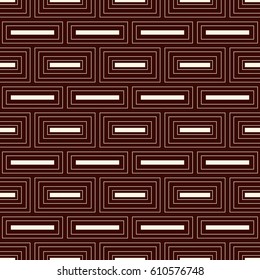 Repeated rectangular blocks abstract background. Bricks motif. Outline seamless pattern with simple geometric ornament. Modern surface texture. Digital paper, textile print, page fill. Vector art