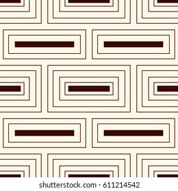 Repeated rectangular blocks abstract background. Bricks motif. Outline seamless pattern with simple geometric ornament. Modern surface texture. Digital paper, textile print, page fill. Vector art