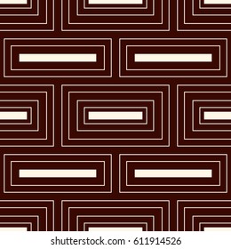 Repeated rectangular blocks abstract background. Bricks motif. Outline seamless pattern with simple geometric ornament. Modern surface texture. Digital paper, textile print, page fill. Vector art