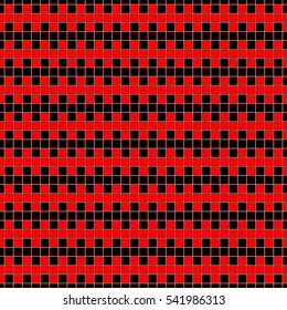 Repeated red and black blocks. Zip lines background. Seamless horizontal striped surface pattern. Stripes abstract wallpaper. Tile ornament motif. Digital paper for web design, textile print. Vector