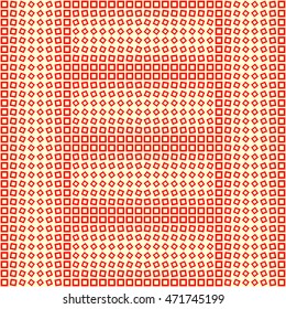 Repeated red squares and rhombuses on yellow background. Creative wallpaper. Vector illustration