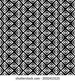 Repeated rhombs ornament. Vector black and white color pattern or wallpaper. Decor rhombus shapes like minimal damask style.