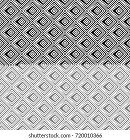 Repeated rhombuses, kites, diamonds background. Ethnic wallpaper. Seamless surface pattern design with scales ornament. Ornamental motif. Digital paper for textile print, web designing. Vector art.
