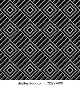 Repeated rhombuses and stripes ornamental background. Diamonds and strokes wallpaper. Ethnic seamless surface pattern design with geometric figures. Tribal embroidery motif. Digital paper, page fill.